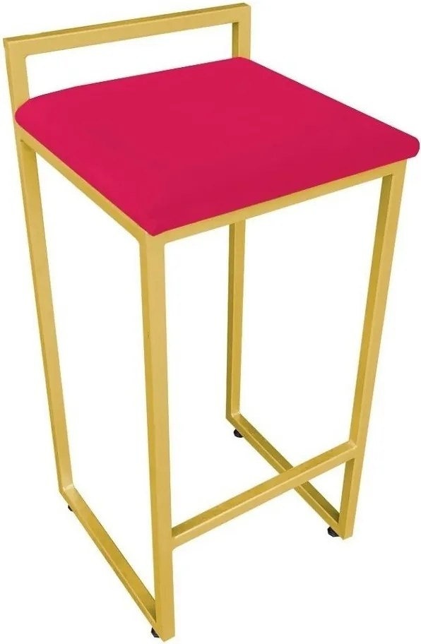Conjunto 02 Banquetas Pietra Suede Base Dourado D03 - D'Rossi - Vermelho