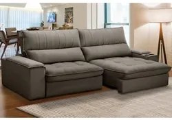 Sofá Retrátil 4 Lugares com Porta Copo 280cm Andes F05 Veludo Marrom -
