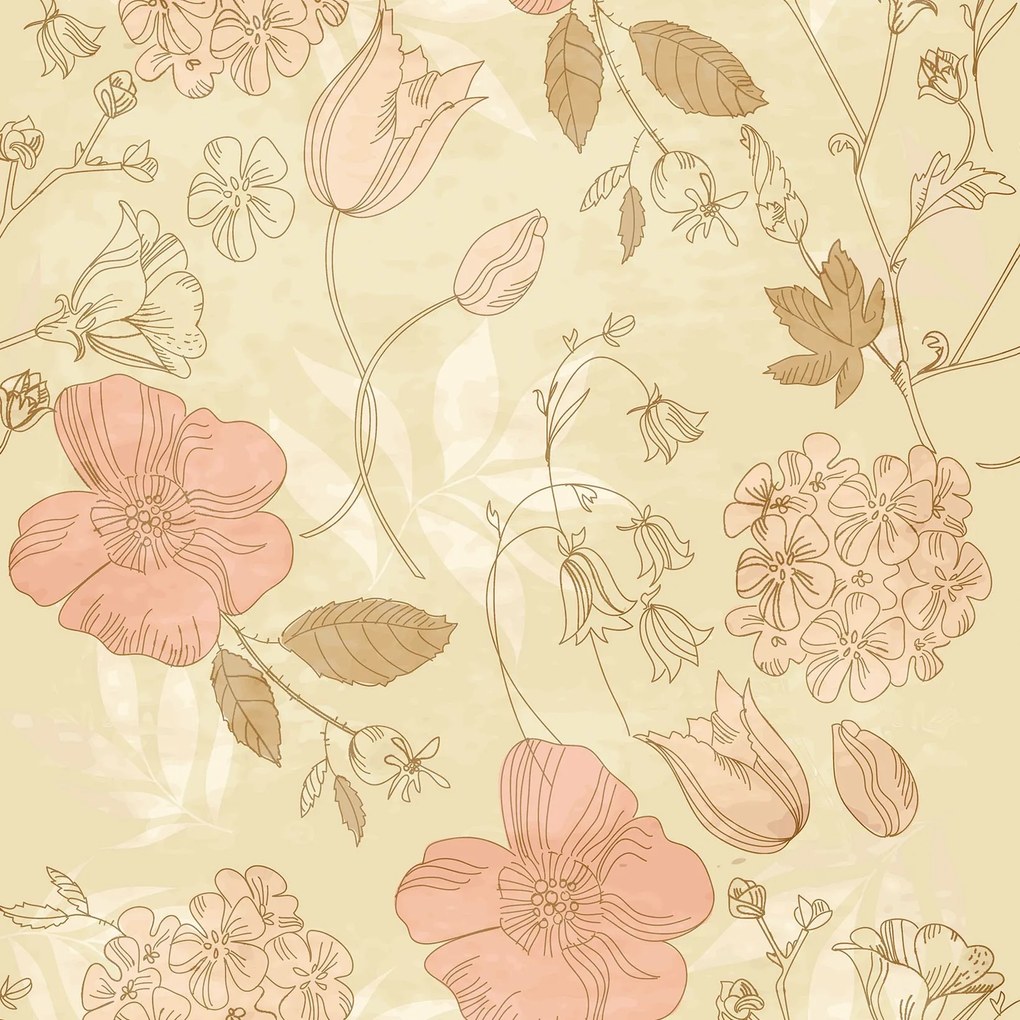 Papel de Parede Floral Amarelo e Rose