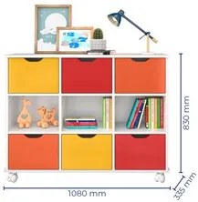 Nicho Organizador com Rodízios Toys 6 Gavetas Q01 Branco/Colorido - Mp