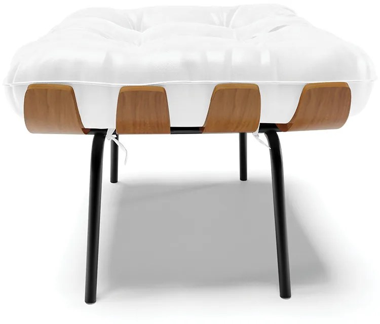 Puff Costela Corano Base Metálica Preto - D'Rossi - Branco