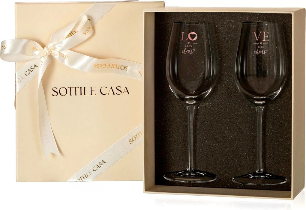 Kit 2 Taças de Cristal Vivaldi p/ Vinho Especial Dia dos Namorados c/ Caixa de Presente