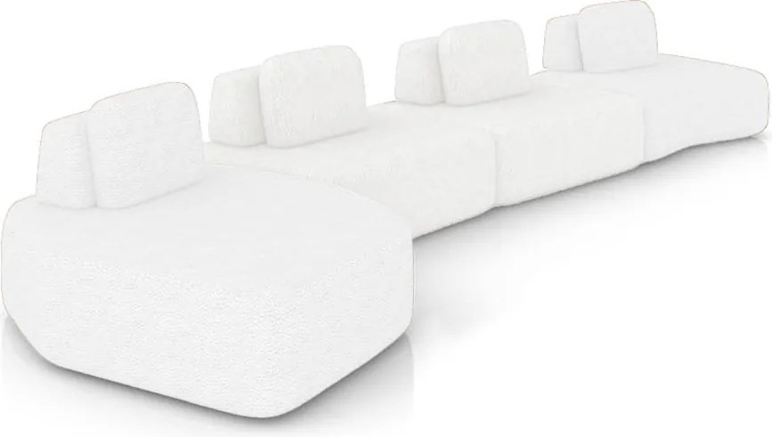 Sofá 4 Lugares Orgânico com Chaise e 3 Módulos Berlim Bouclê Off White K01 - D'Rossi