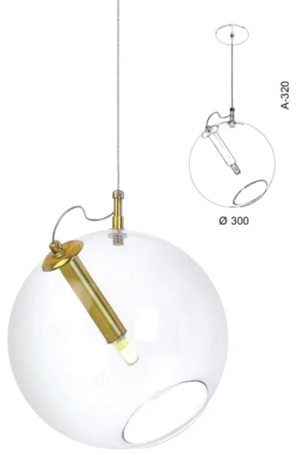Pendente Globo Inclinado Ø30X32Cm Metal E Globo Ø30Cm 01Xg9 |Old Artis... (ONIX, CLEAR (TRANSPARENTE))