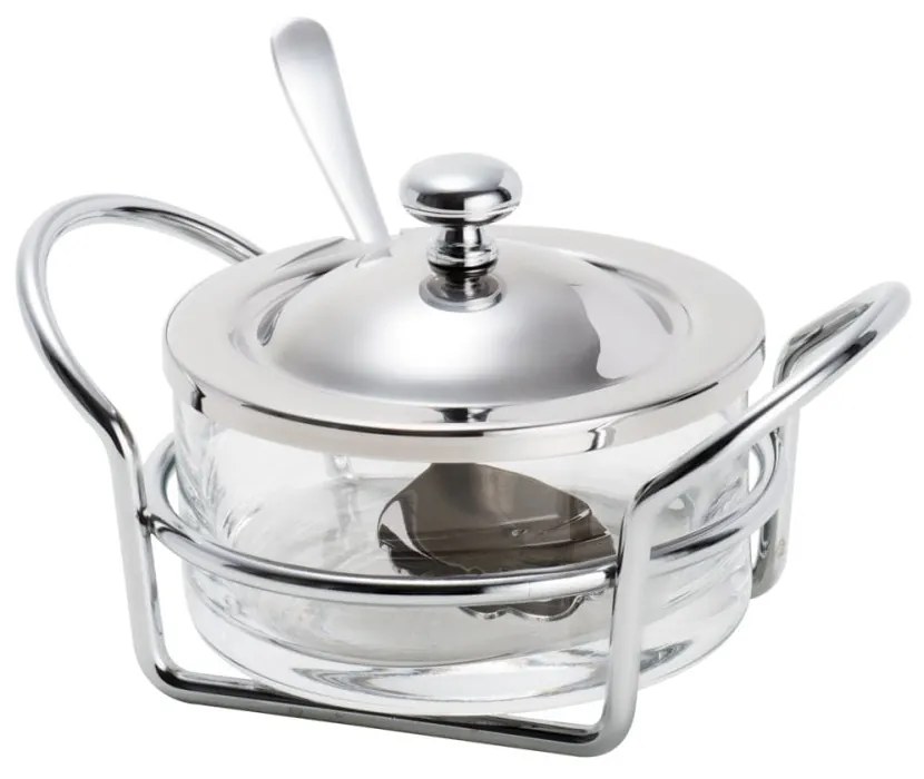 Açucareiro Vidro E Inox C/Colher E Suporte Italy 13x10cm 8650 Wolff