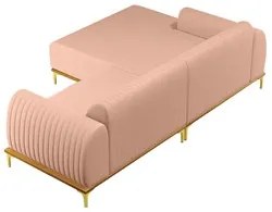 Sofá 245cm 4 Lugares com Chaise Esquerdo Pés Gold Molino C-105 Linho R