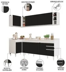 Armário de Cozinha Modulado de Canto Direito 5 Peças CP44 Balcão com T