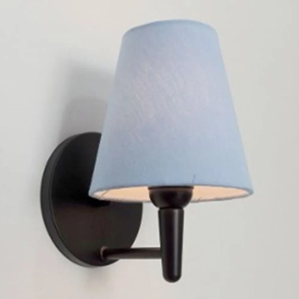 Arandela Cone Md-2004 Base Preto Cúpula em Tecido 14/14x07cm Azul Bebê - Bivolt