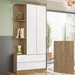 Guarda Roupa Infantil 2 Portas Com Cantoneira Labirinto Rústico/Branco