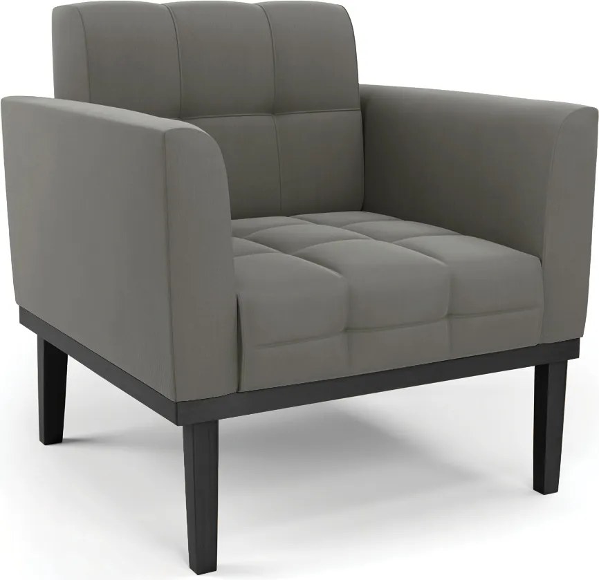 Poltrona Decorativa Karen Pés Fixo em Madeira Preto Suede Grafite G19 - Gran Belo