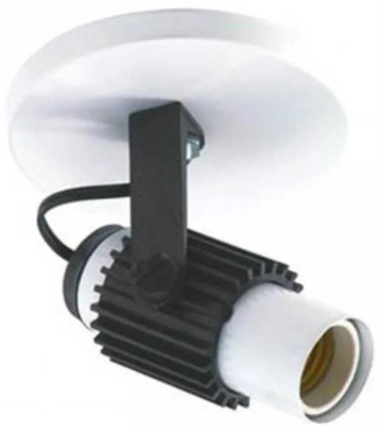 Spot B1 Simples Aletado Para 1x E27 Led Bulbo Branco C/ Preto - Bivolt