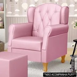 Poltrona de Amamentação com Pés de Madeira Letícia Sintético Rosa - Ph