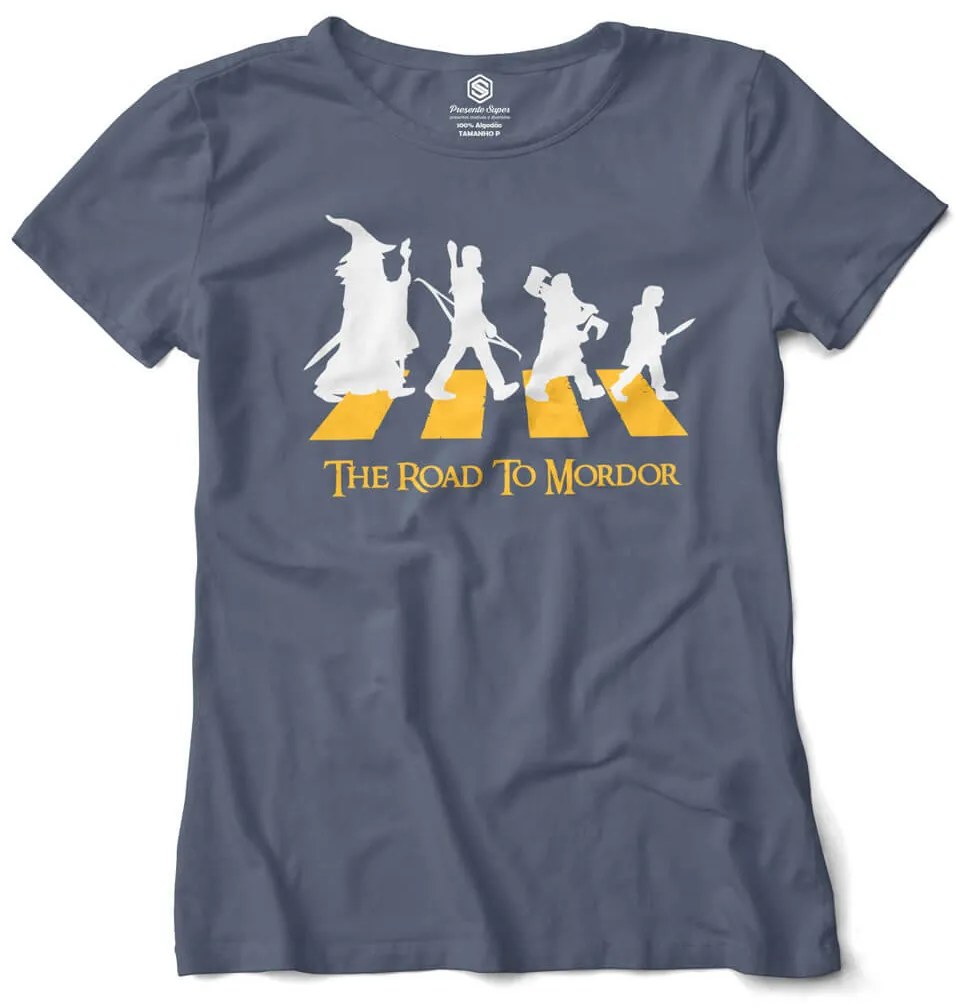 Camiseta Baby Look Feminina The Road to Mordor O Senhor dos Anéis - Cinza Chumbo - GG