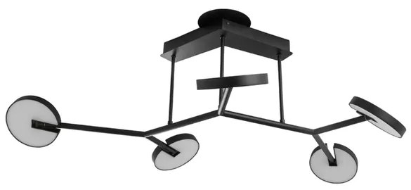 Plafon Led Sobrepor Metal Aluminio Preto 55W 3000K Luna