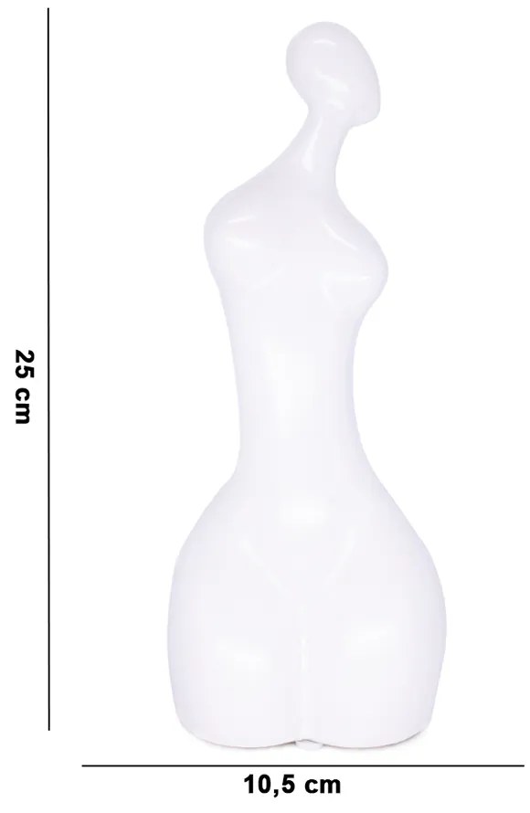 Escultura Decorativa Em Cerâmica Corpo Humano Branco 25 Cm - D'Rossi