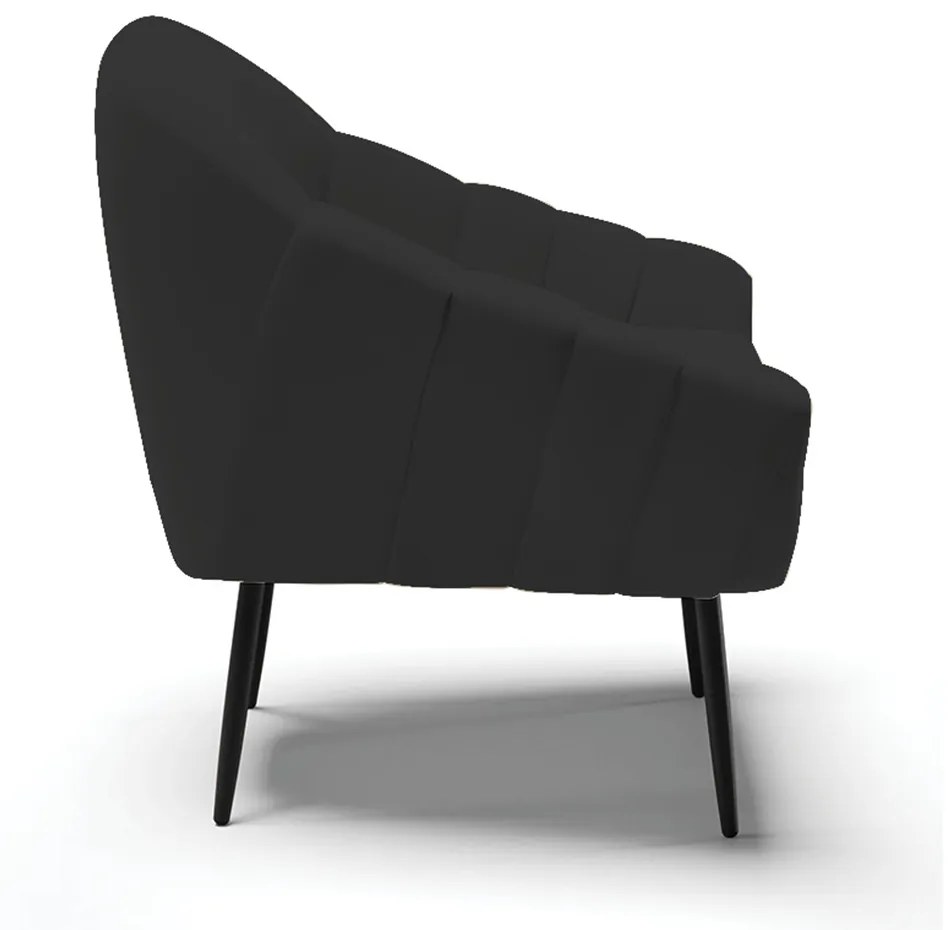 Kit 02 Poltronas Giovana Veludo Pés Palito de Ferro D03 - D'Rossi - Preto