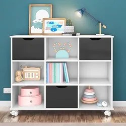 Nicho Organizador com Rodízios Toys 3 Gavetas Q01 Branco/Preto - Mpoze