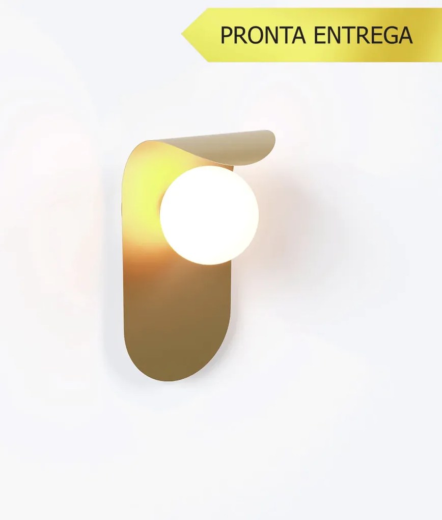 Arandela Wave 14X14X28Cm Aluminio E Globo Ø10Cm Rosca 01Xg9 - Qimporta... (CHAMPANHE)