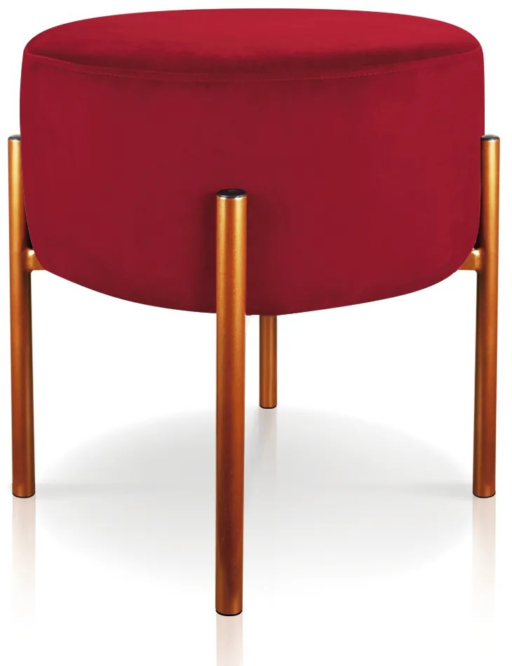 Kit 04 Puffs Iron Suede Base Metálica Cobre - Vermelho