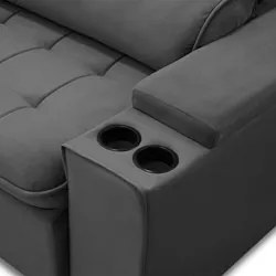 Sofá Retrátil Reclinável 3 Lugares 210cm Ginevra F05 Veludo Grafite -