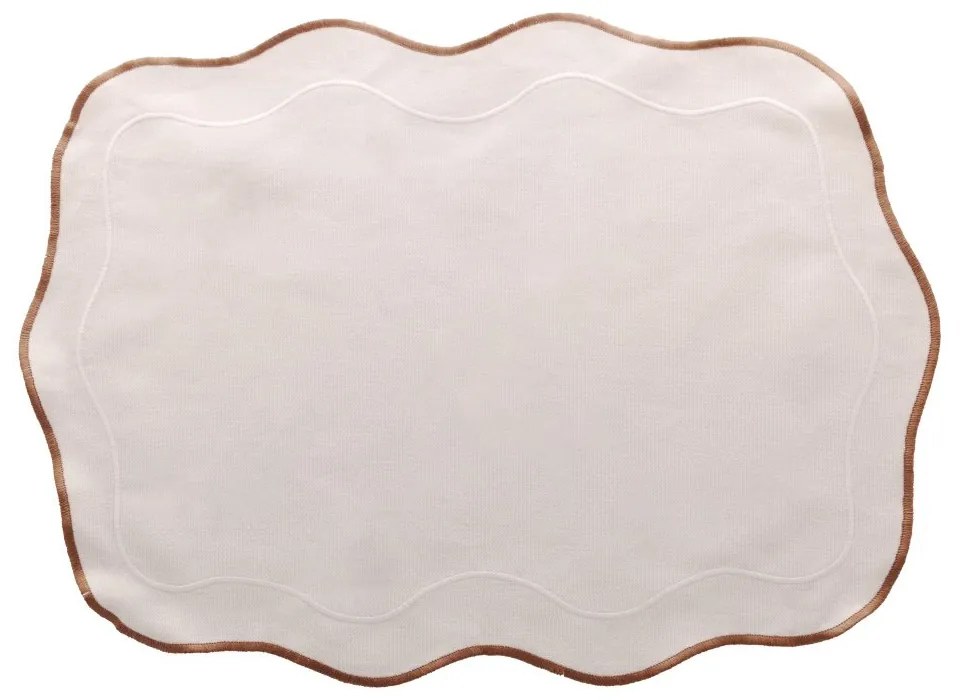 Jogo 2 Lugares Americanos De Algodão Com Bordado Pespontos Bege 33x45cm 20555 Wolff