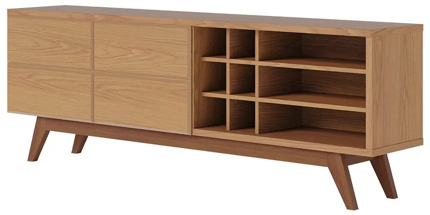 Rack para Sala Bancada de TV 70 Pol 180cm Cinthia C04 - D'Rossi - Preto Fosco e Noce Milano