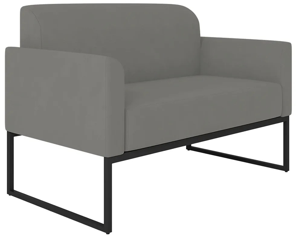 Poltrona Namoradeira Decorativa Isabella Base Industrial Suede Grafite/Preto G19 - Gran Belo