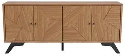 Balcão Buffet Para Sala de Jantar 180cm 4 Portas Mosaic D01 Freijó/Pre
