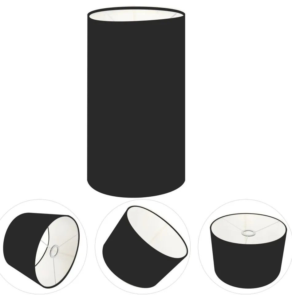 Cúpula Abajur Cilíndrica Cp-8002 Ø13x30cm Preto