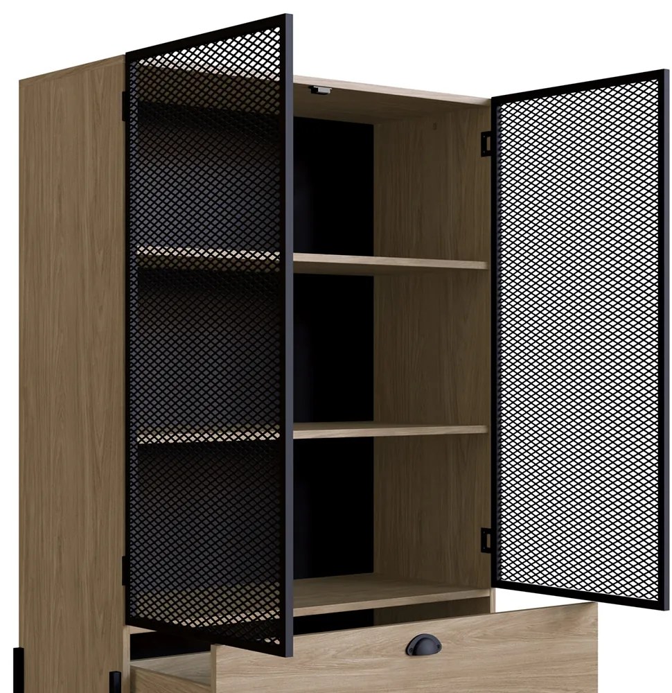 Cristaleira New 140 cm Hanover e Preto - D'Rossi