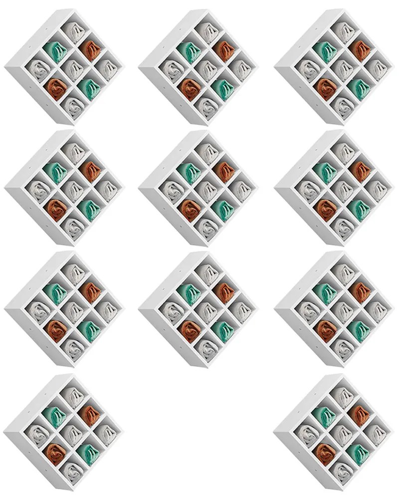 Kit 11 Nichos Porta Toalhas 09 Lugares 40x40cm Branco G01 - Gran Belo