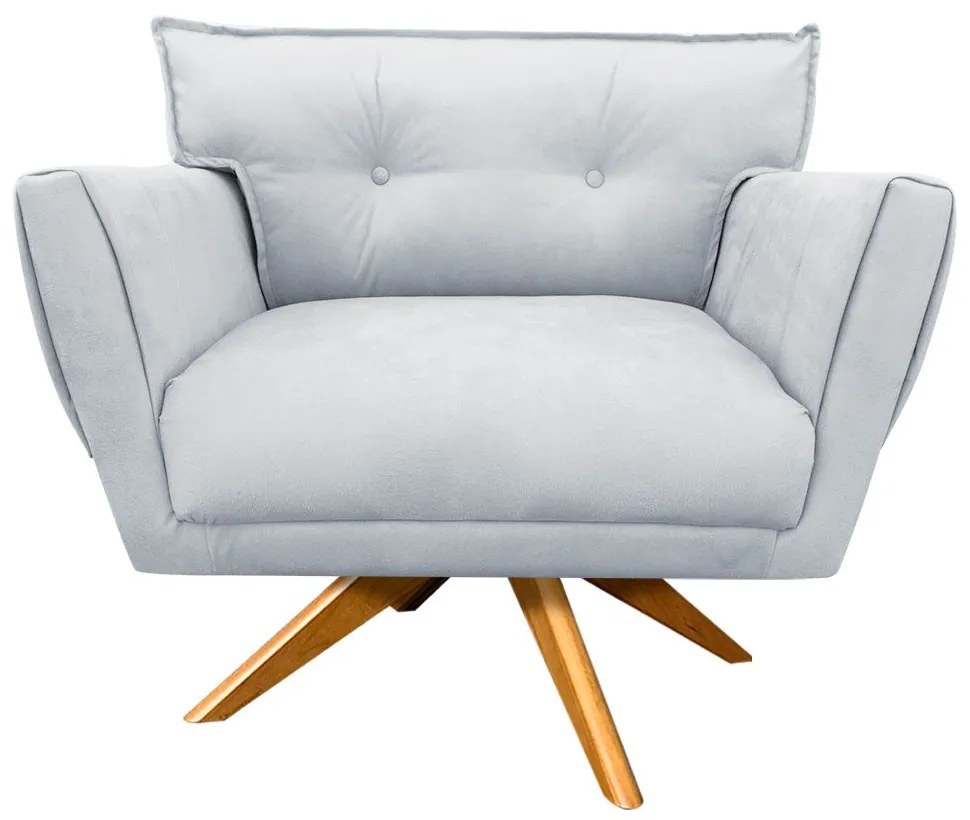 Kit 2 Poltronas Giratória Anitta Suede Base De Madeira MA30 D03 - D'Rossi - Cinza