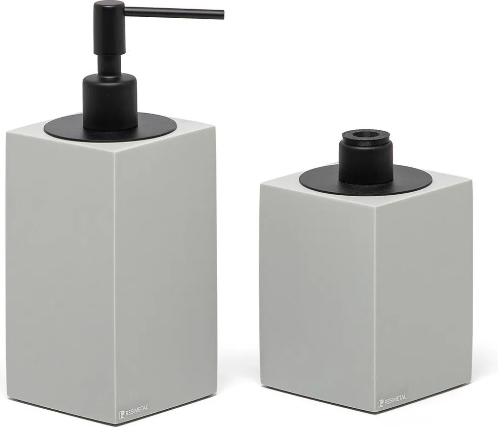 Conjunto Banheiro Duo Quadrado Resina - Crômio Fosco Black Matte