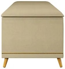 Calçadeira Baú Queen 160cm com Tachas Imperial J02 Linho Areia - Mpoze