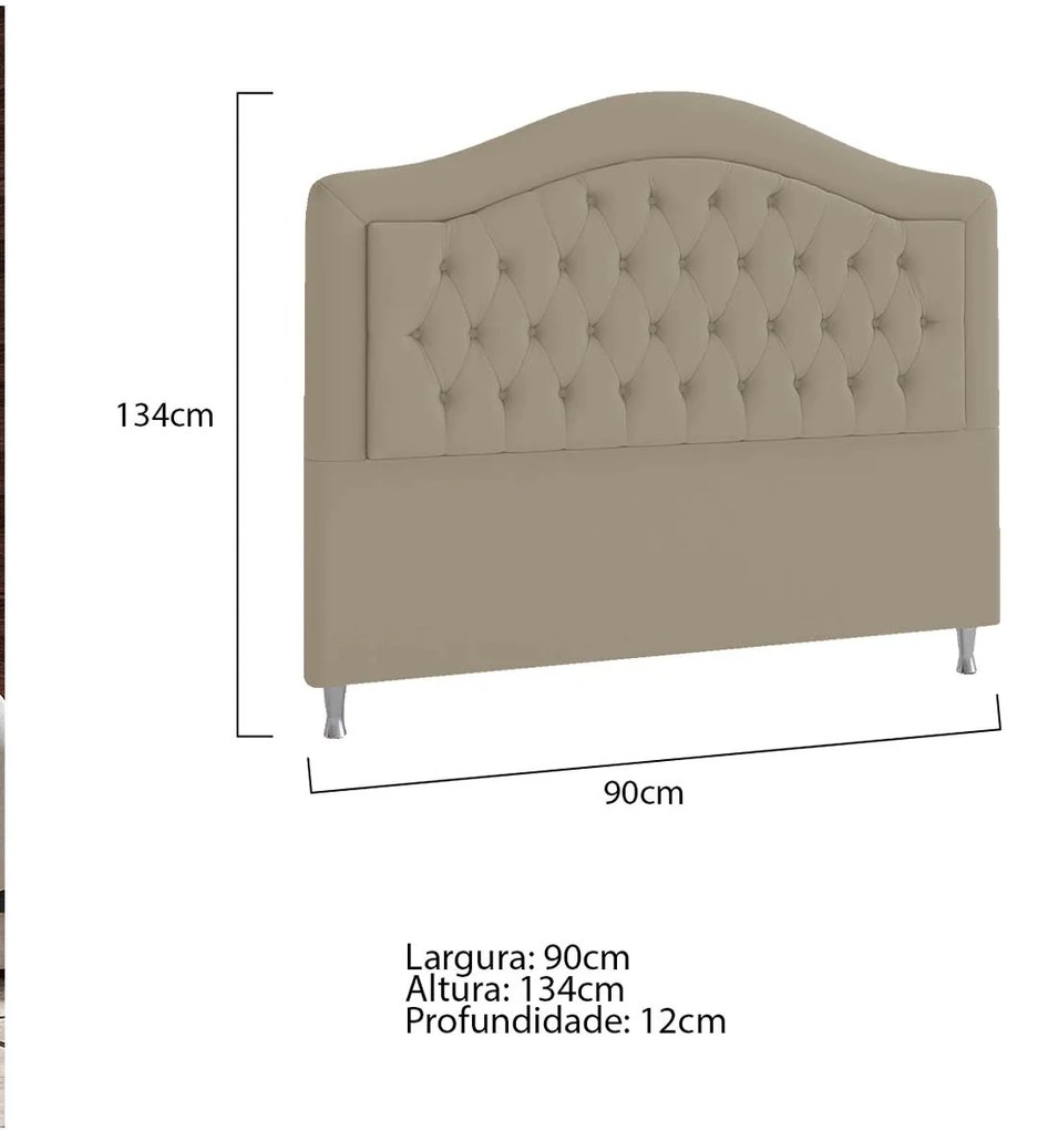 Cabeceira Solteiro Ághata P04 90 cm Suede - ADJ Decor