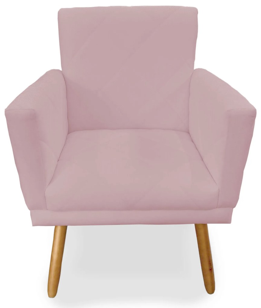 Poltrona Decorativa Lívia Pés Palito Suede Rosa - Sheep Estofados - Rosa