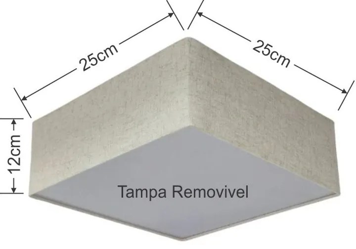 Plafon Quadrado Md-3000 Cúpula em Tecido 25x25x25cm Rústico Bege - Bivolt