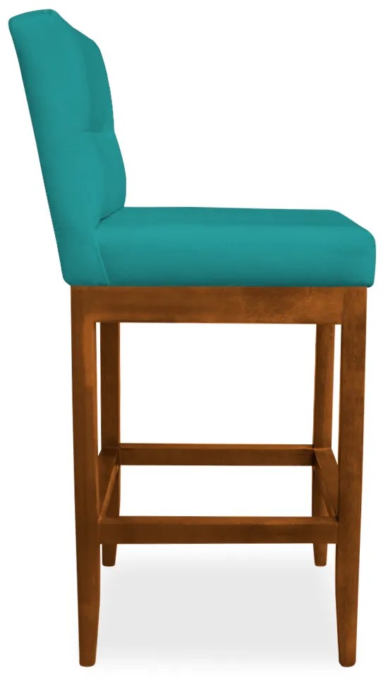 Kit 2 Banquetas Valencia Base de Madeira Maciça Veludo Azul Tiffany