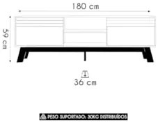 Rack Bancada Para TV 75 Pol 180cm Dulce Off White Z49 - Mpozenato