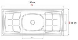 Balcão Gabinete Lis com Pia Inox 150cm 4 Portas L03 Branco/Castanho -