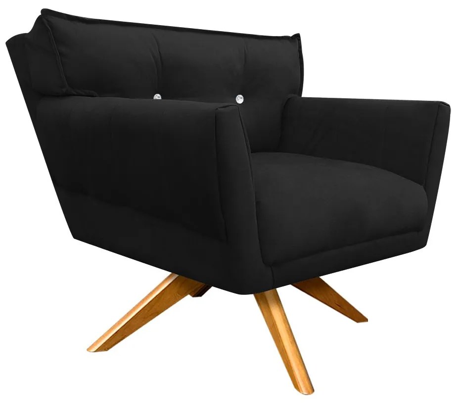 Kit 1 Namoradeira 2 Lugares e 2 Poltronas Giratória Anitta com Strass Suede Pés Palito Castanho - Preto