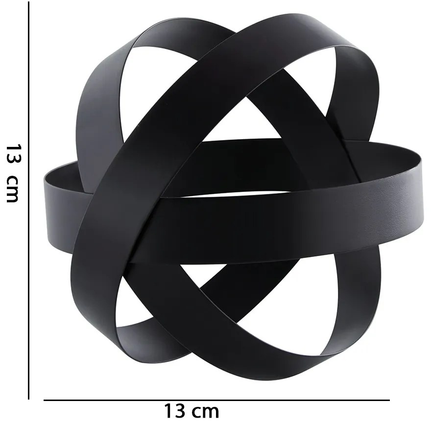 Escultura de Esfera Decorativa Preto Em Metal 13 Cm - D'Rossi