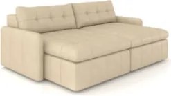 Sofá Retrátil 3 Lugares Para Sala 224cm Elios Couro Bege Z55 - Mpozena