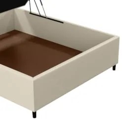 Base para Cama Box Baú Casal 138x188cm Hit Z04 Sintético Bege - Mpozen