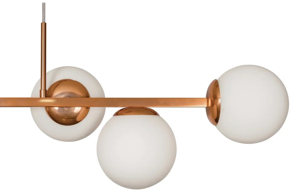 Pendente Mousse C/ 6 Globos 102Cm 6Xg9 / Cabos Cristal / Metal E Globo... (BT - Branco Texturizado, FOSCO)