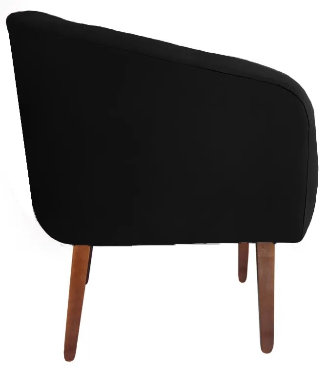 Poltrona Bianca com Tressê Suede Pés Palito Castanho - D'Rossi - Preto