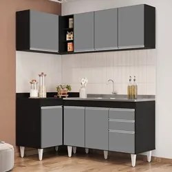 Armário de Cozinha Modulado de Canto Direito 4 Peças CP39 com Pia Inox