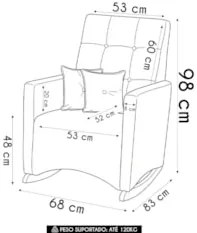 Poltrona Amamentação Base Madeira Balanço Lola Linho Cinza F03 - Mpoze
