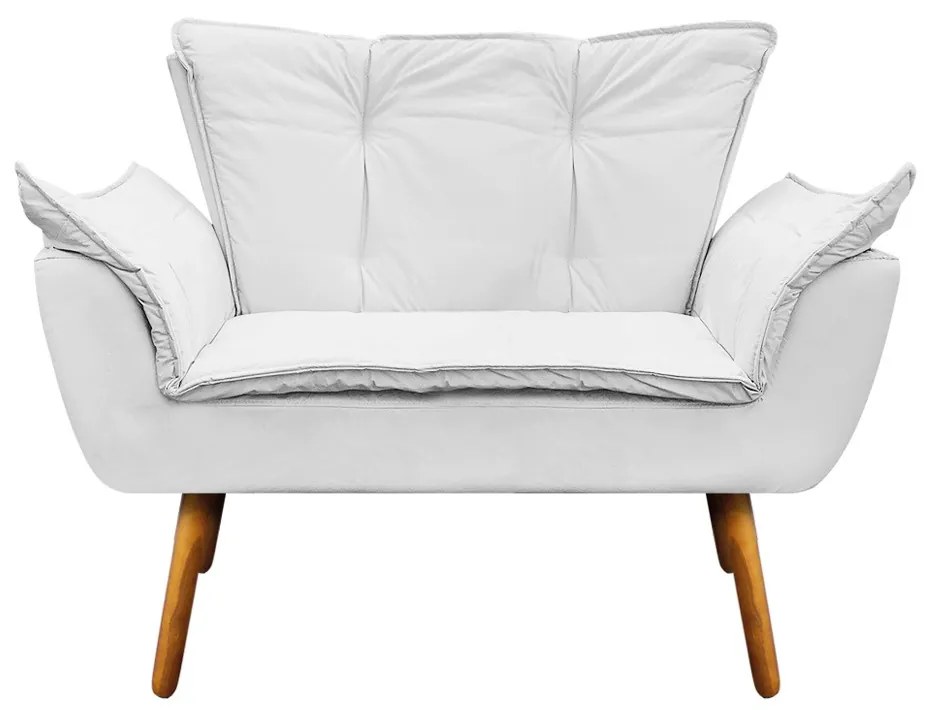 Namoradeira e 2 Poltronas Pé Palito Castanho Opala Corino D03 - D'Rossi - Branco