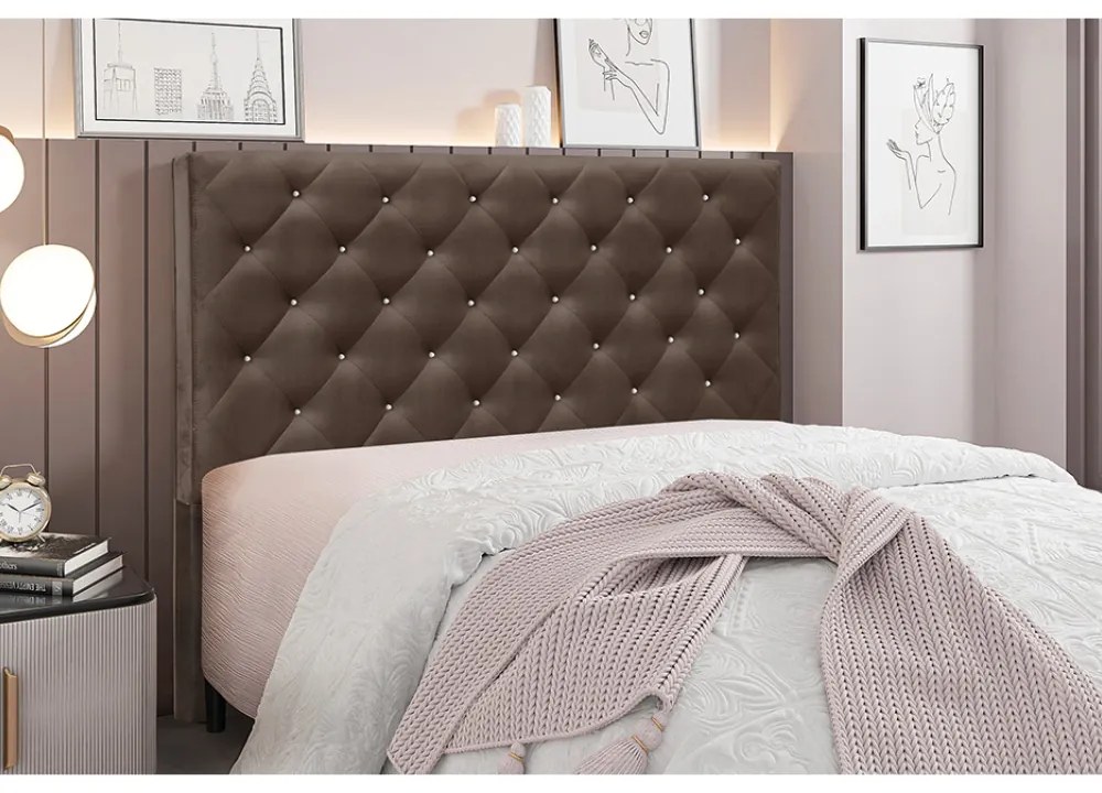 Cabeceira Cama Box Casal 140 cm Tania Veludo S04 - D'Rossi - Marrom